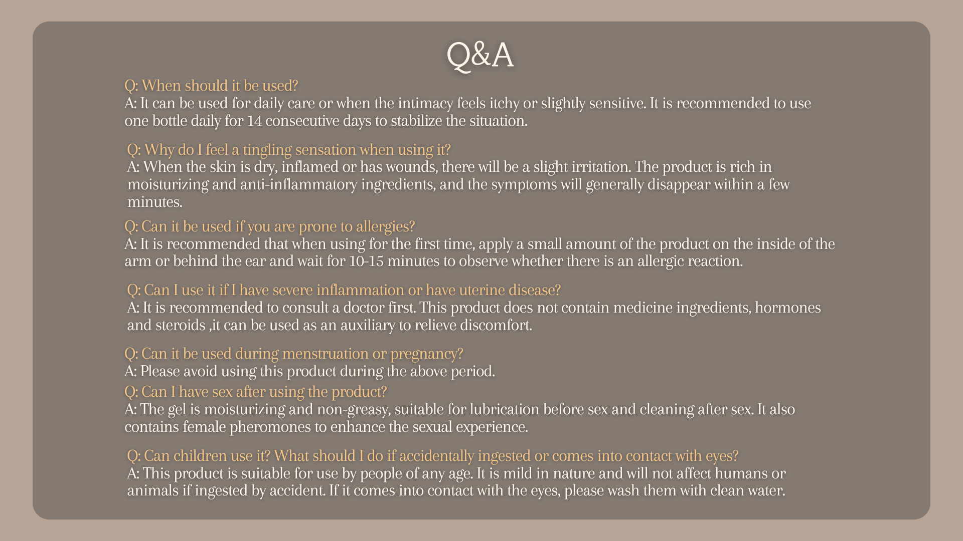 Serene FAQ frequently asked questions intimate care