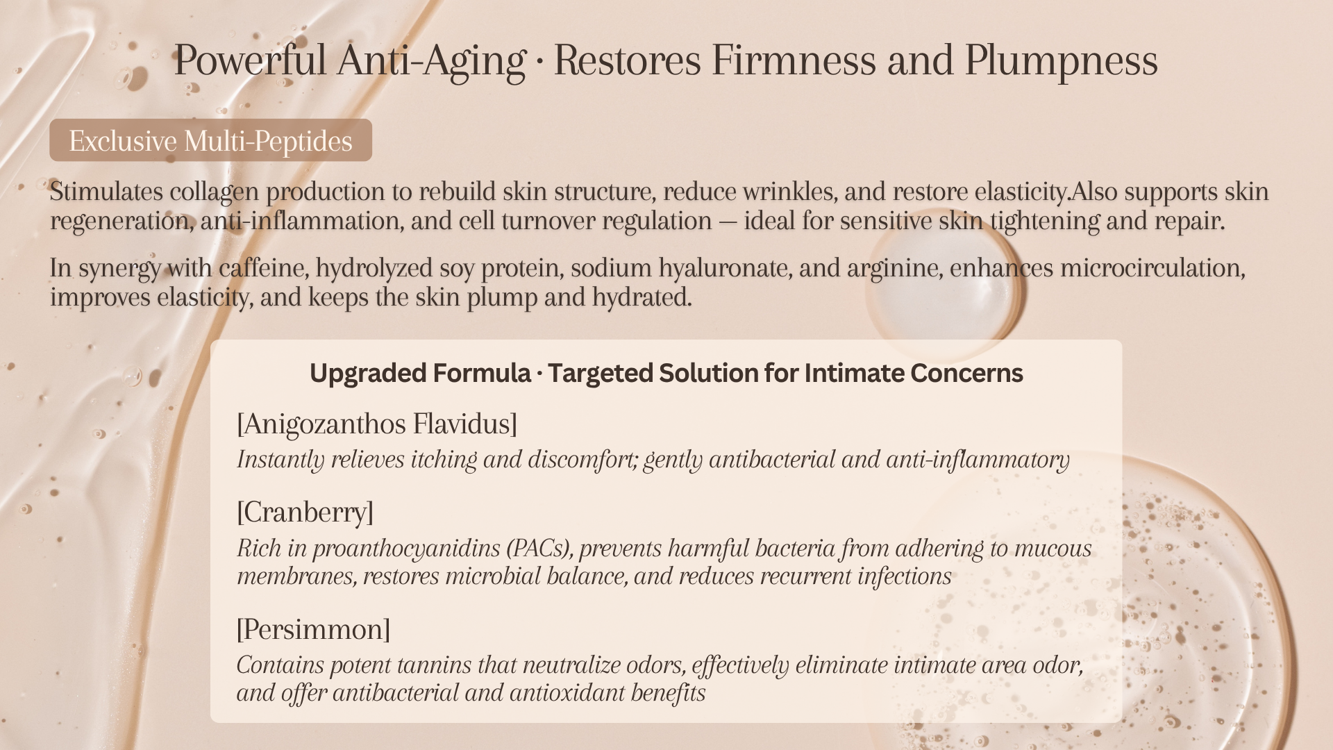 Serene cranberry extract probiotic ferment zinc gluconate antibacterial